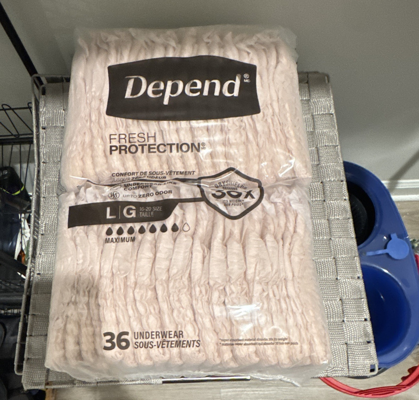 Depend Fresh Protection Incontinence Underwear L Beige Max Absorbency 36 ct
