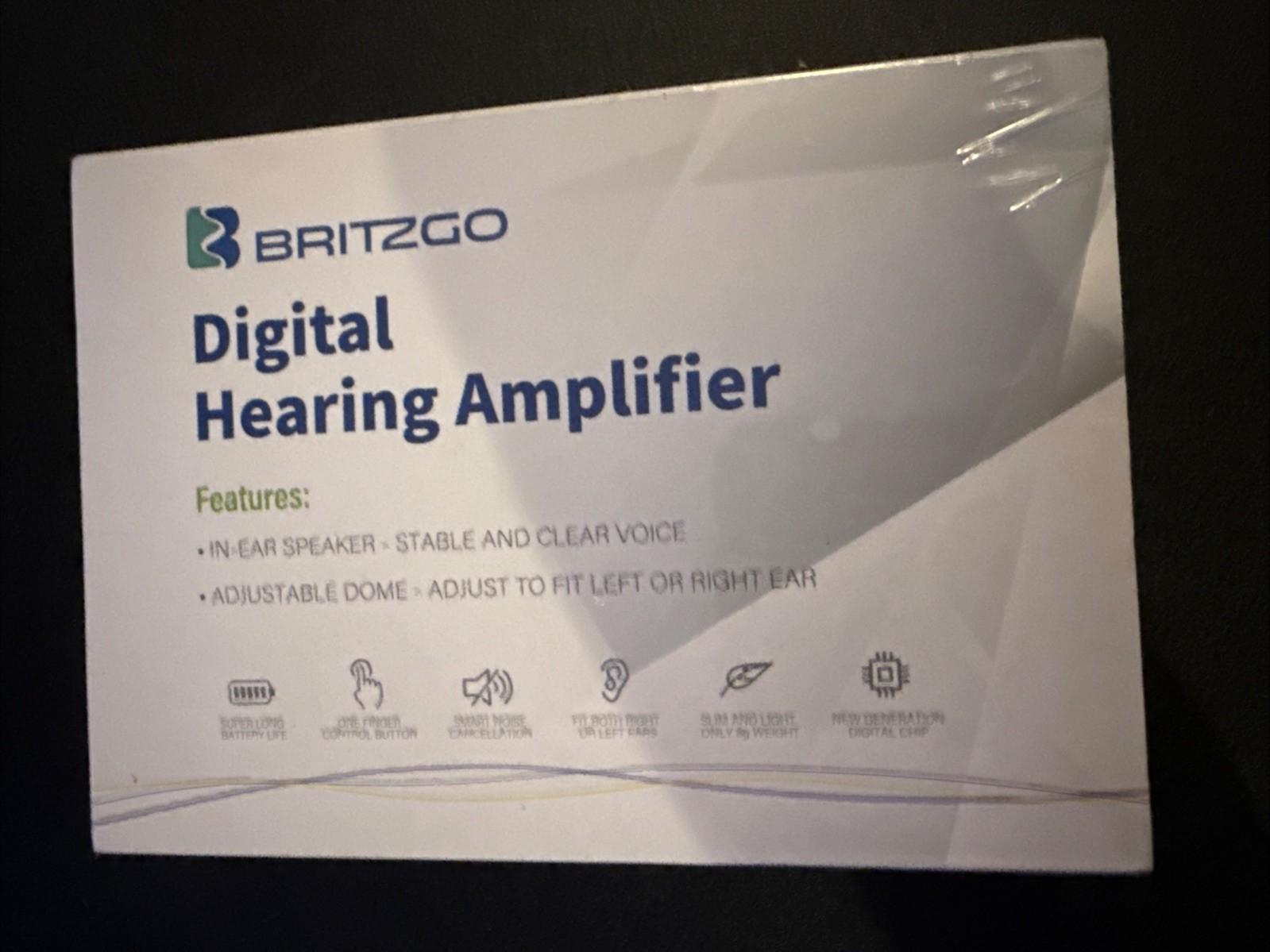 Britzgo Hearing Amplifier Digital Noise Cancelling Technology Light Haze Blue