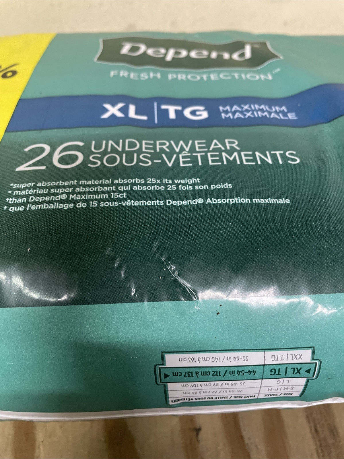 3pc Lot Depend Real Fit Underwear L/XL Fits 38″-50″ Waist 170-260 lbs – Qty: 50