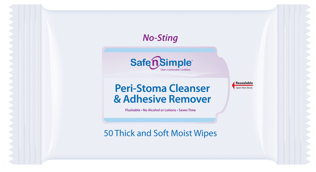 Safe N’ Simple Peri-Stoma Adhesive Remover Wipes 4.5 x 8 Inch , 50 Count”