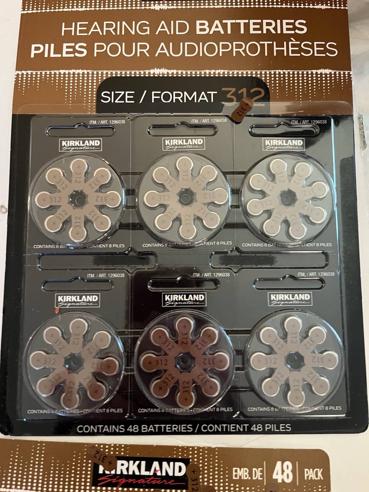 Hearing Aid Batteries Kirkland Signature Size/Format 312, 1.45 Volt