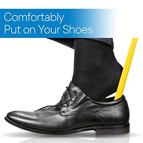 2 Pack Extra Long Handled Shoe Horn with Curved Handle and Hang Up Strap (24
