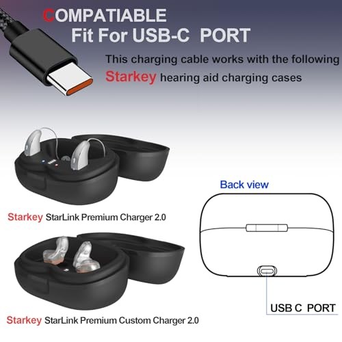 【2-Pack】USB-C Charging Cable Fit for Starkey StarLink Premium Charger 2.0