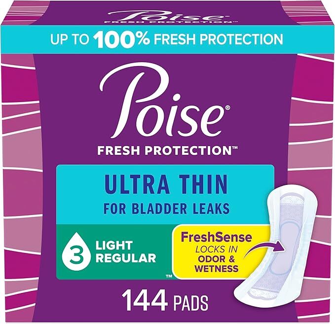 Poise Ultra Thin Incontinence & Postpartum Pads, 6 Drop, Ultimate Absorbency