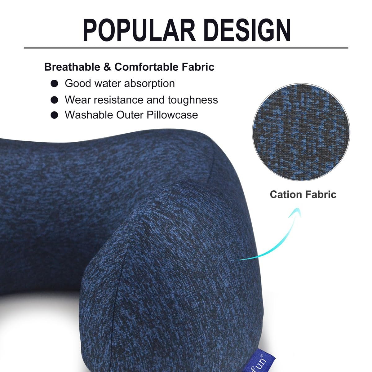 napfun Neck Pillow for Traveling, Upgraded Travel 1 Count (Pack of 1), Blue