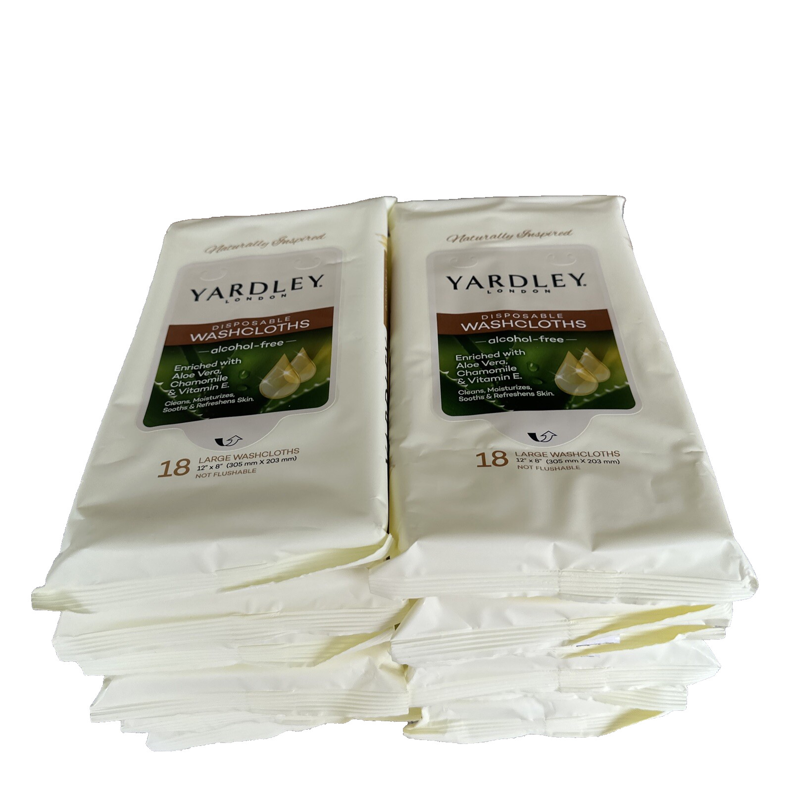 YARDLEY LONDON Lot 234 Disposable Washcloths 13 PACK Aloe vera Chamomile Vit E