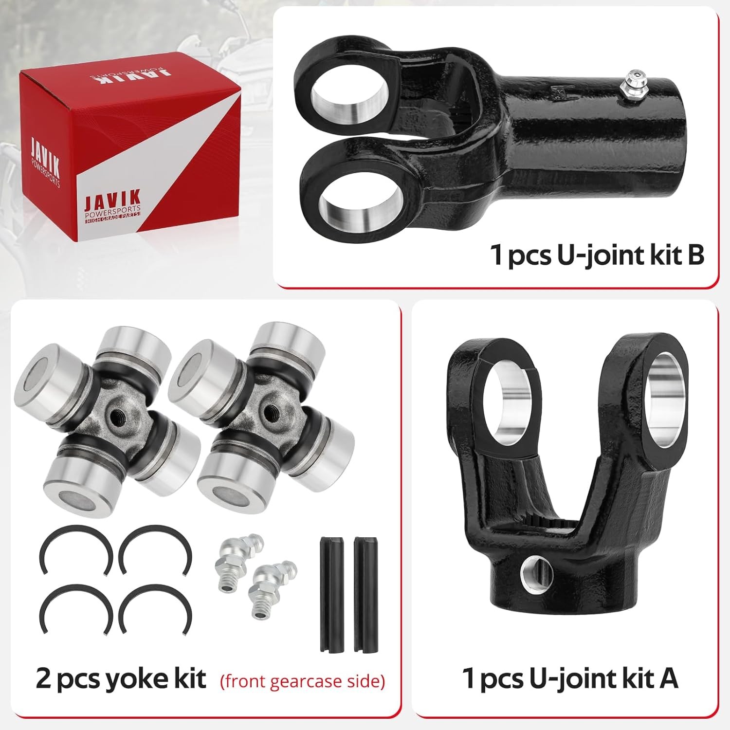 JAVIK Front Prop Shaft Yoke & U-Joint (2 Side) for Polaris RZR 570 800 900…