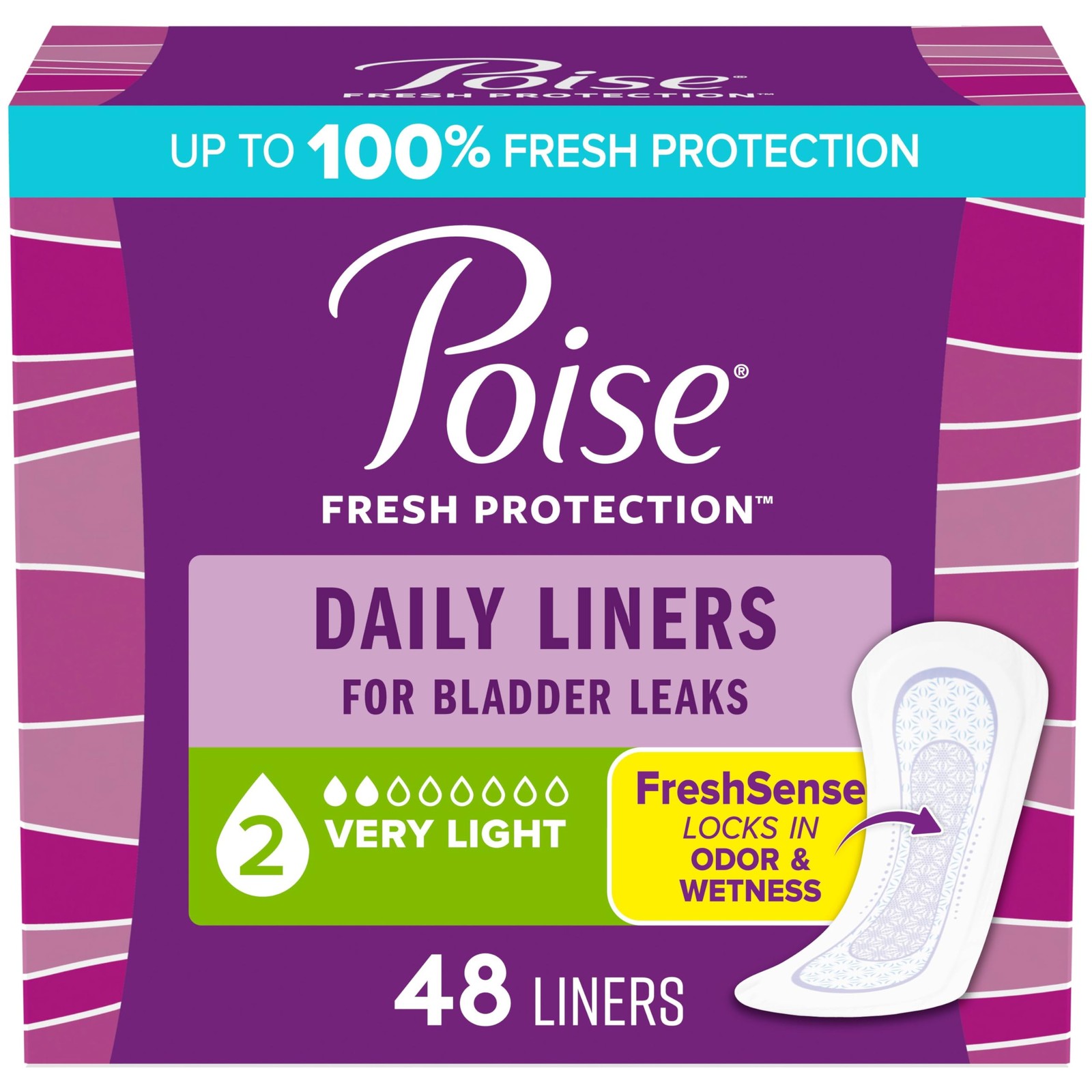 Poise Daily Liners, Incontinence Panty Liners for Regular Length, Very Light
