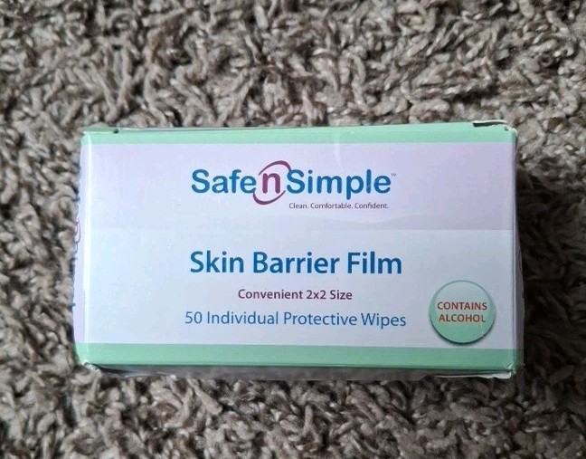 50ct SAFE N SIMPLE “Skin Barrier Film” Protective Wipes. Contains Alcohol 9/2027