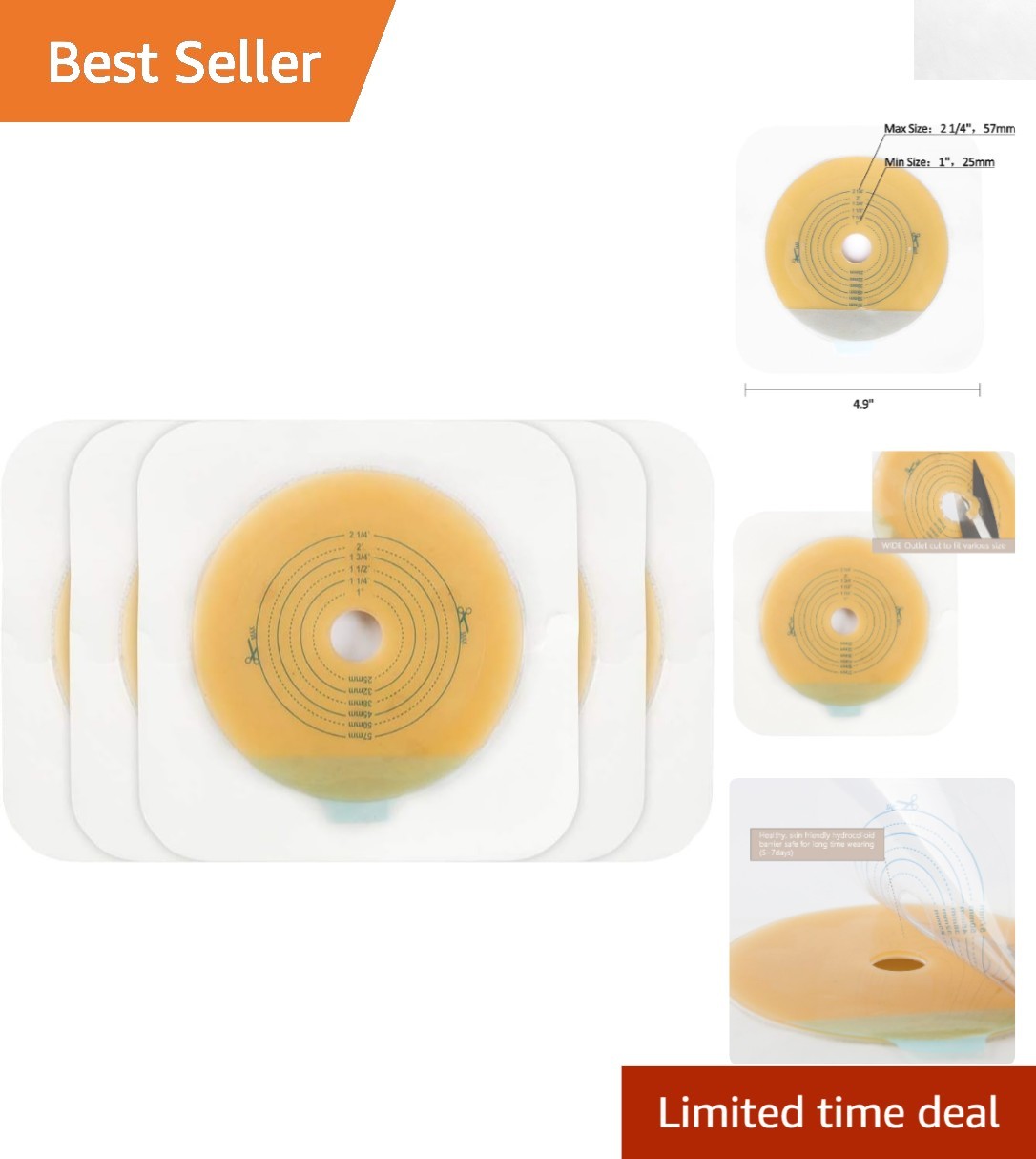 Comfortable Cut-to-Fit Adhesive Skin Barriers, 10 Count for Two-Piece Systems