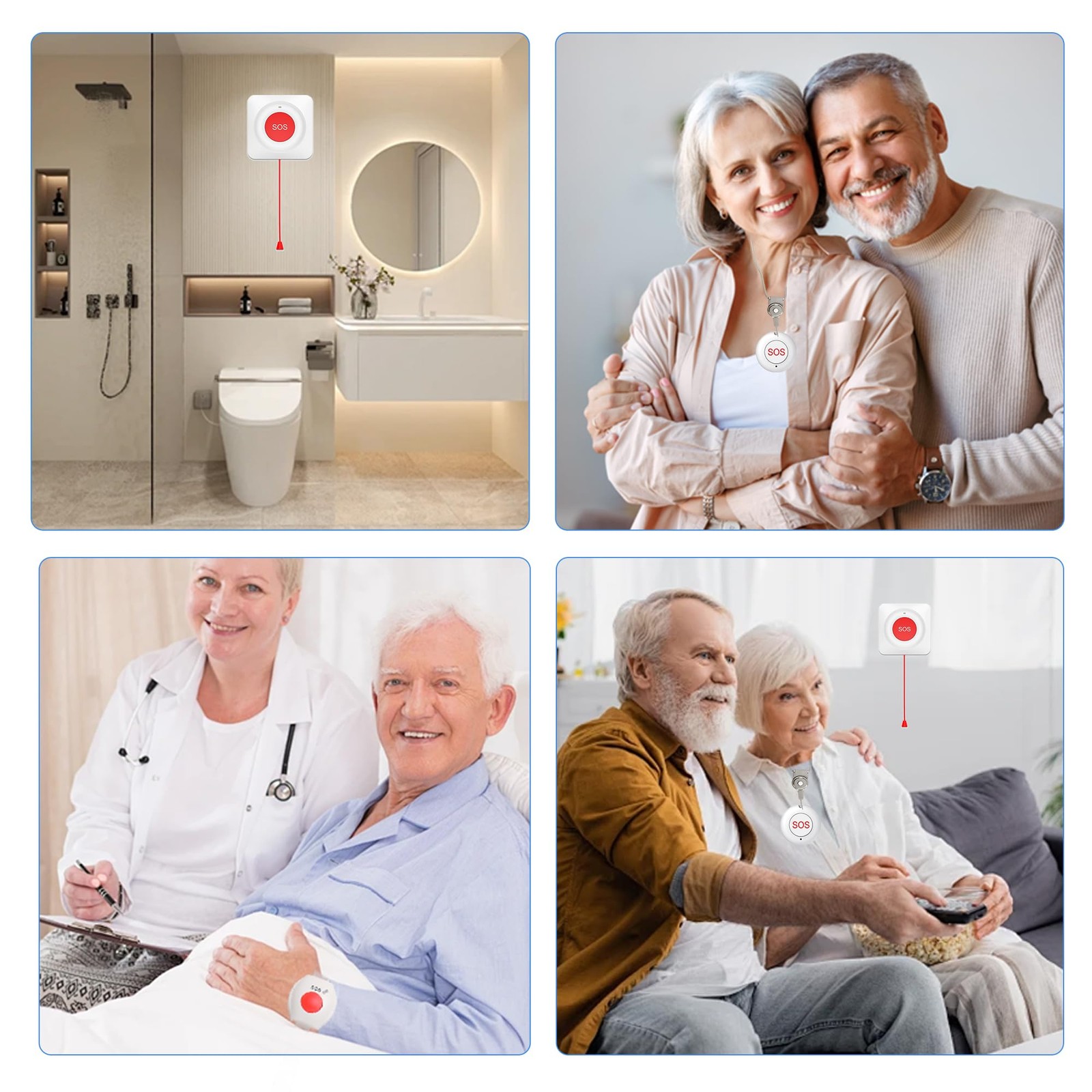 XUK WiFi SOS Caregiver Pager Call Button for Elderly, No Monthly Fee 2.4GHz