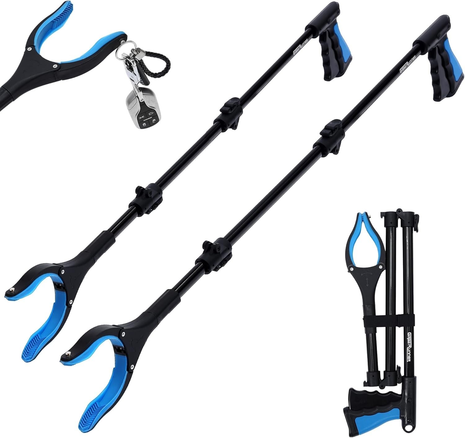38 Inch & 44 Inch Extra Long Grabber Reacher Tool Set – Extendable Reacher Gr…