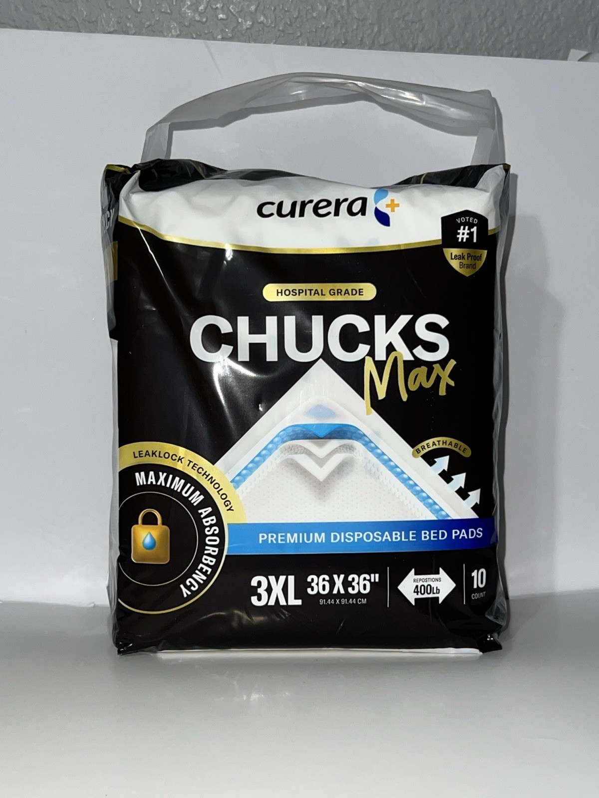 CURERA HOSPITAL GRADE CHUCKS MAX 3XL 36×36” 10 Count RESPOSTIONS 400Lb