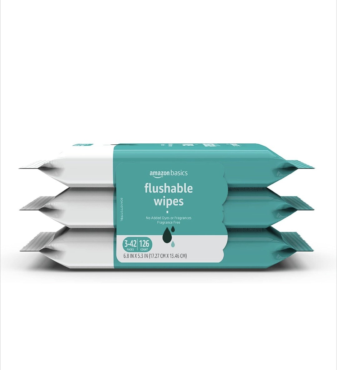 Flushable Adult Toilet Wipes, Fragrance Free, 126 Count (3 Packs of 42)