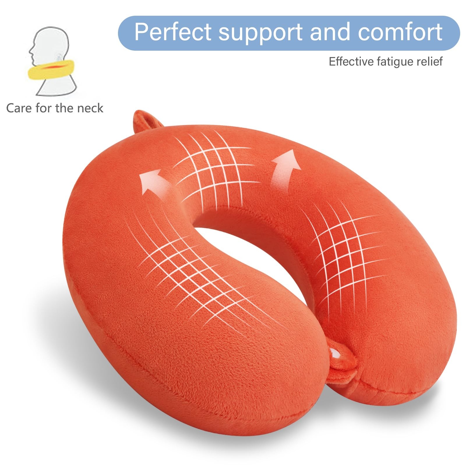 Gosider Orange Memory Foam Velvet Travel Neck Pillow for Onesize,
