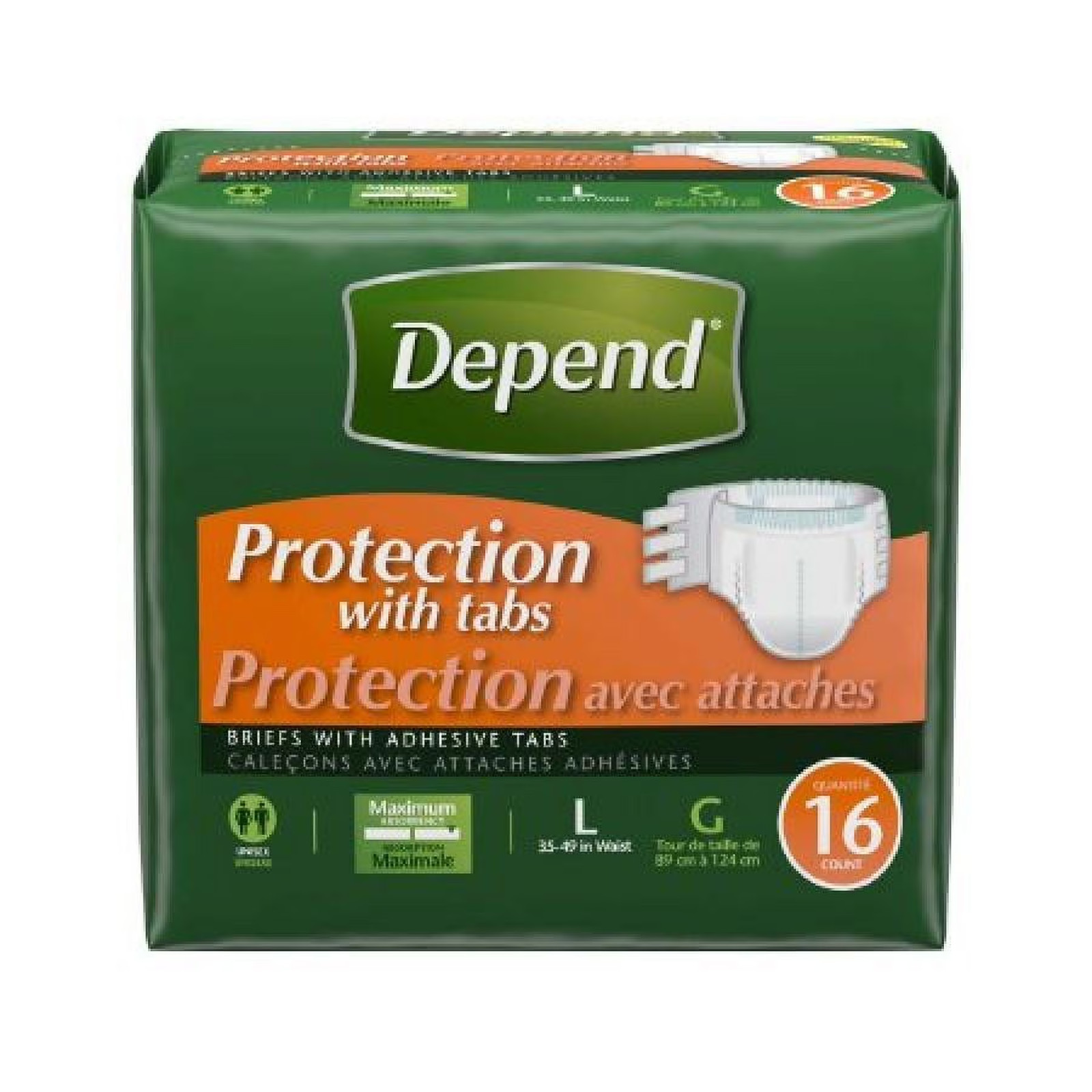 Depend Fresh Protection Adult Incontinence Briefs With Tabs L|G 16 Count NEW