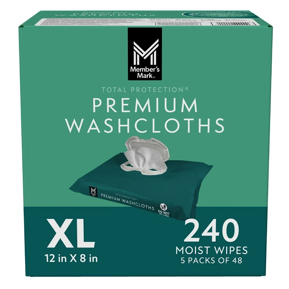 4 PACK – Member’s Mark Adult Washcloths, 240 ct. (Total 960 ct.) FREE SHIP!!