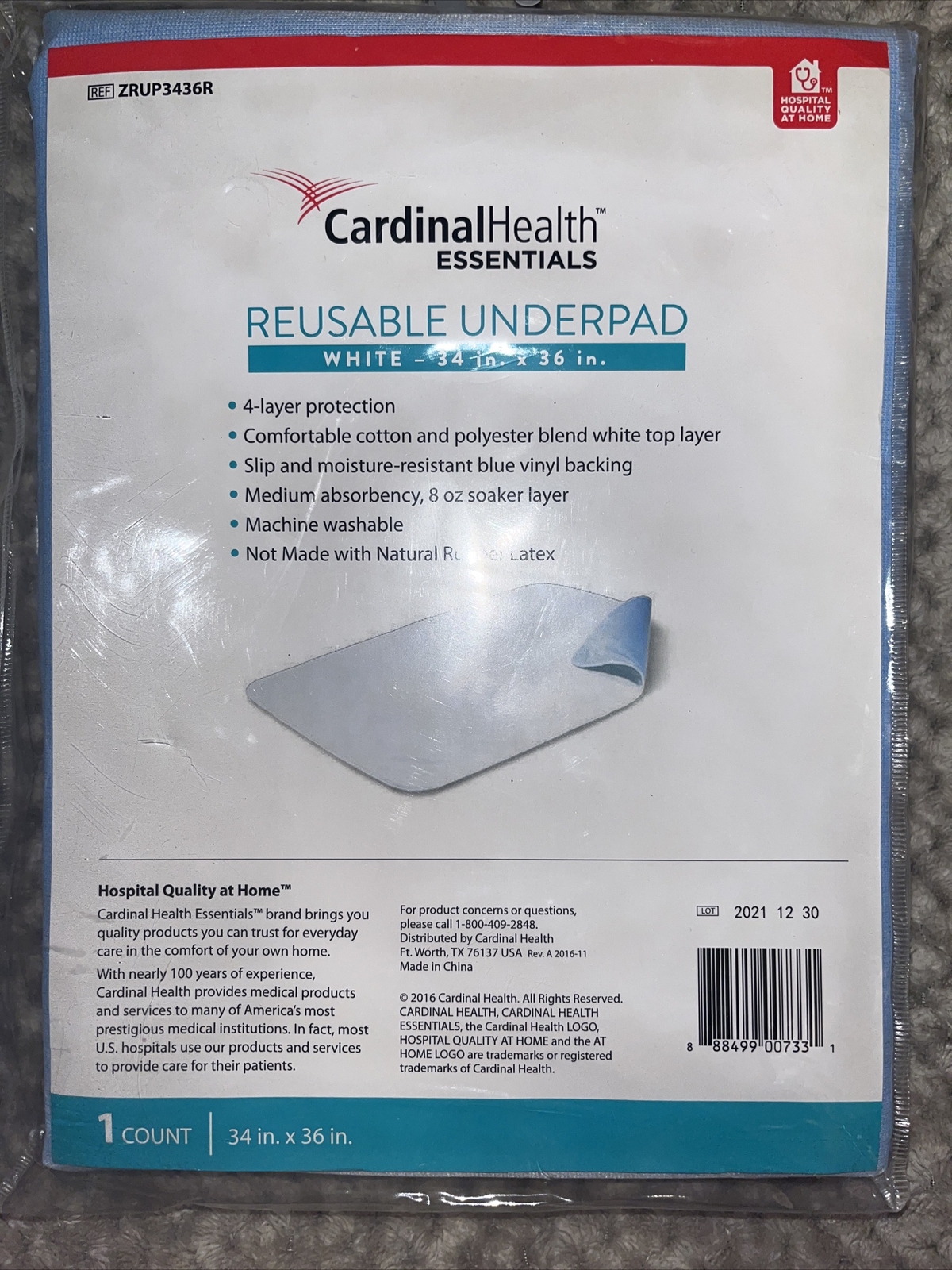 Cardinal Health Reusable and Washable Bed Pads I34x36 ZRUP3654R