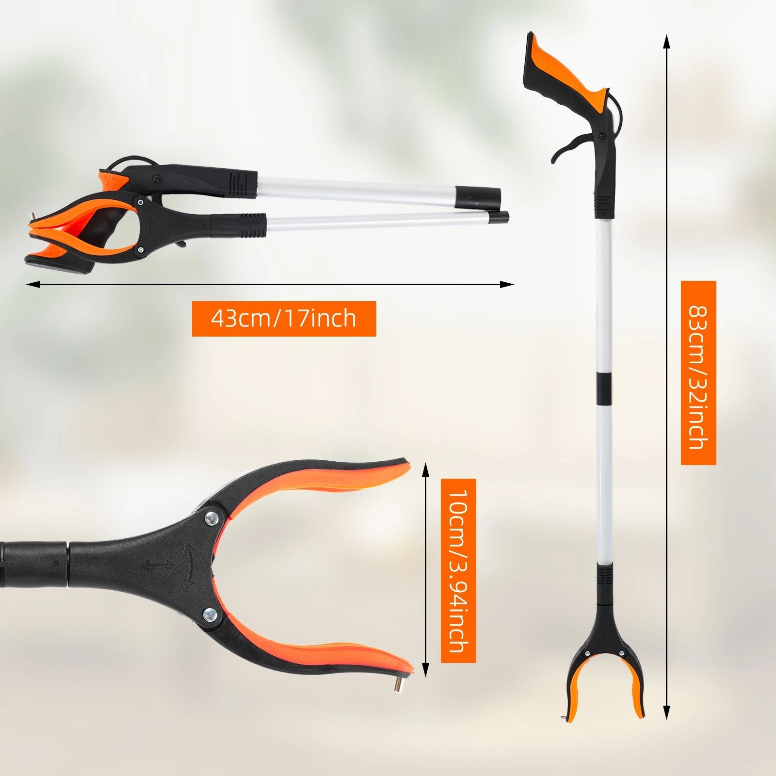43″ Heavy Grabber Tool Industrial Pick Up Stick Hand Grip Reach Trash Reacher