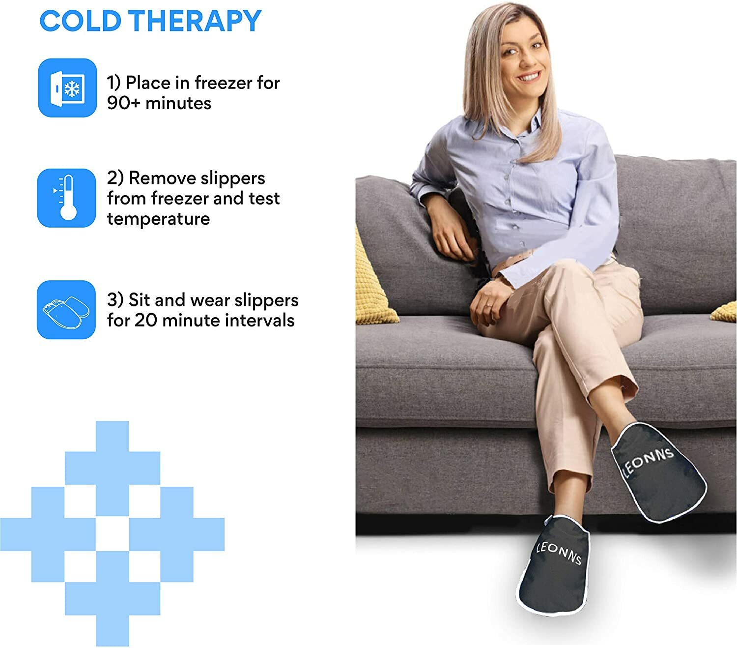 LEONNS Ice Pack Slippers for Feet -Provides Therapy for Foot Pain, Hot Feet