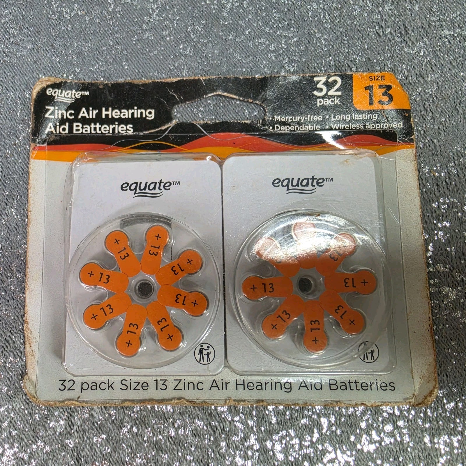 Equate Zinc Air Hearing Aid Batteries, Size 13, 32 Pack Best By: 6/27