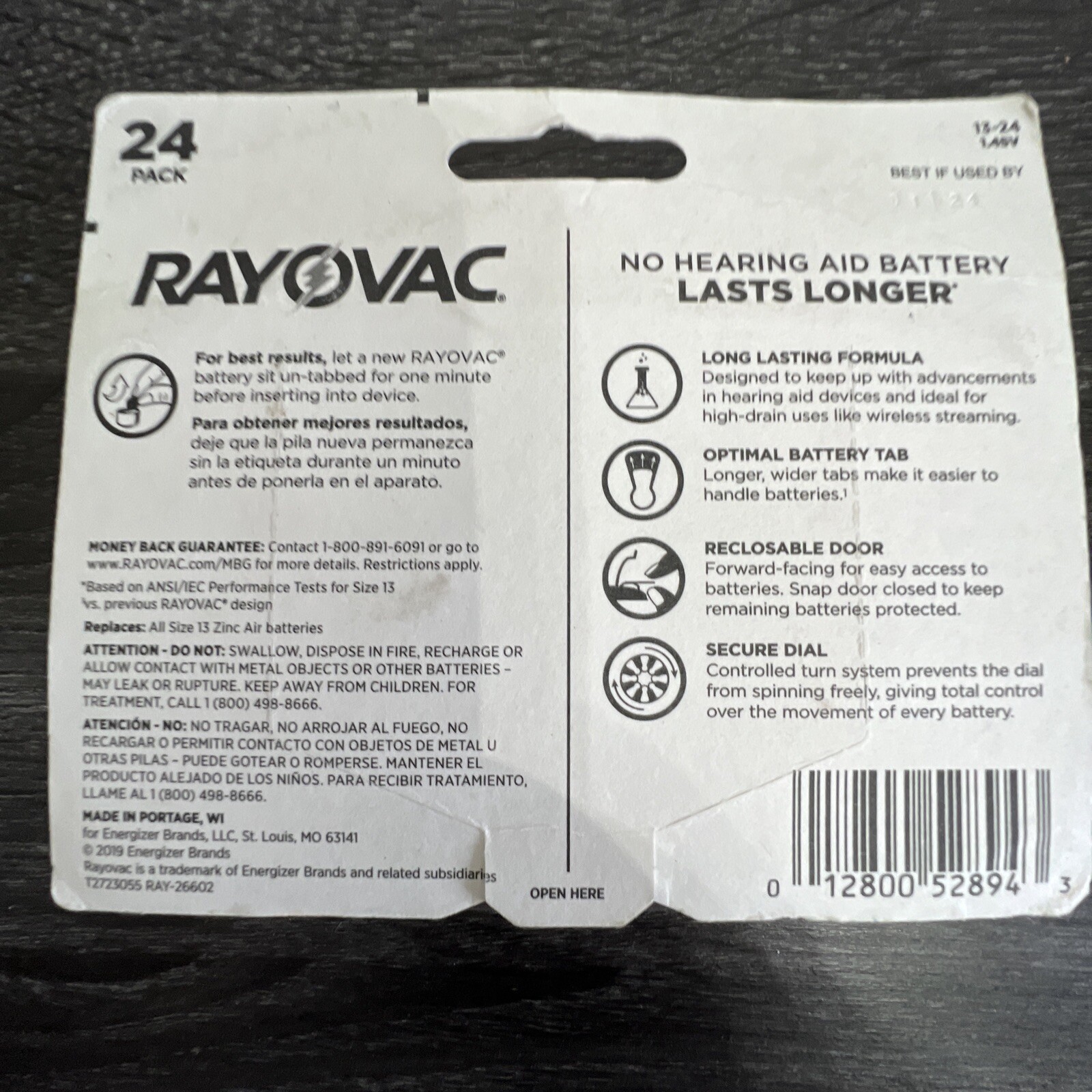 Rayovac Size 13 Hearing Aid Battery – 24pk – Exp 2024 Or Later