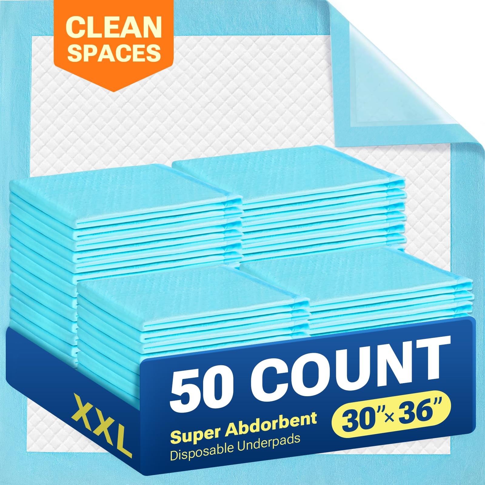30″ x 36″ 50 Count Super Absorbency Disposable Bed Pads for Adults, Leakproof…