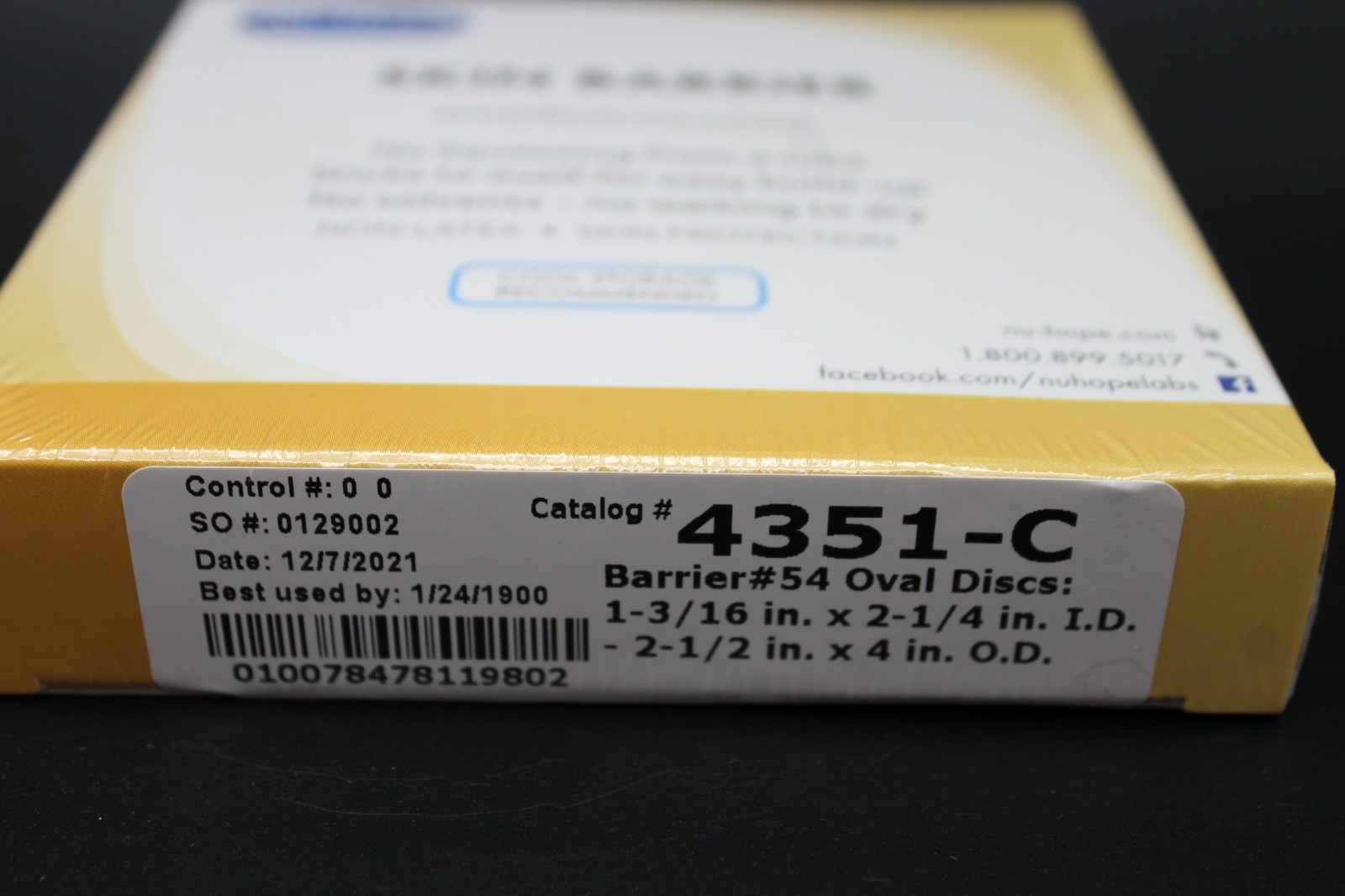 New! One Box of 10 NU-HOPE Hydrocolloid 4351-C #54 Oval Ostomy Skin Barriers