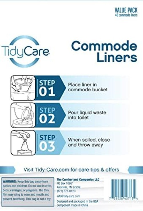 Value Pack of 48 Leak-Proof Bedside Commode Liners – Effortless Cleanup Solution