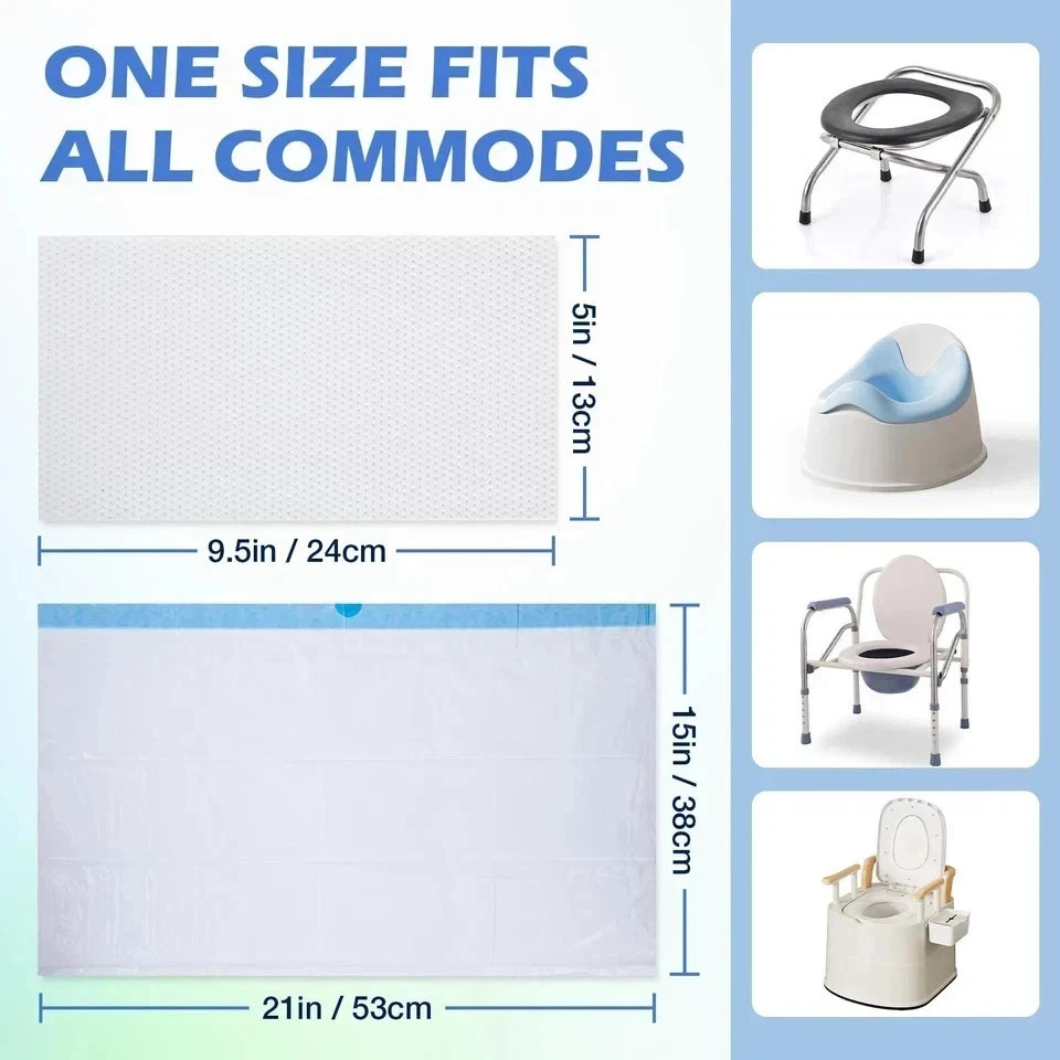 150 Pack Commode Liners with Absorbent Padsï¼Œ150 Disposable Commode Bags and 1