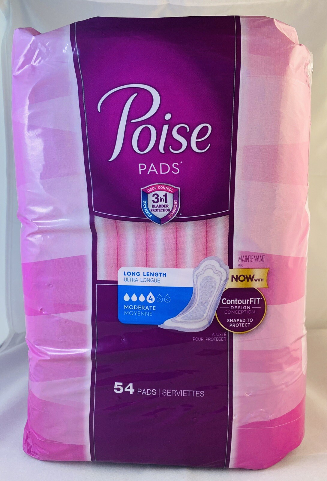 Poise Long Length Moderate Absorbency Level 4 ( 54 Pads)