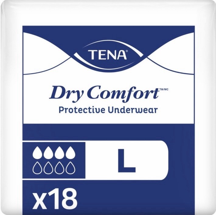 Pack of 18 TENA Dry Comfort Protective Incontinence Pull-Up Underwear size L