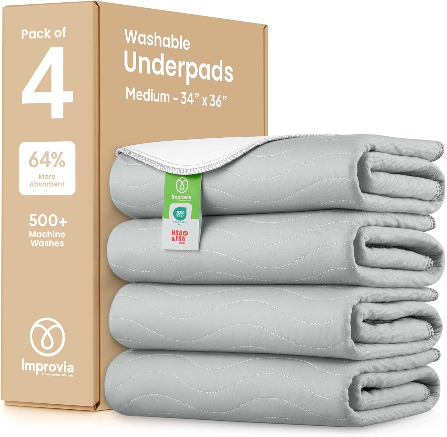 ® Washable Underpads, Heavy Absorbency Reusable Incontinence Pads for Kids, Adul