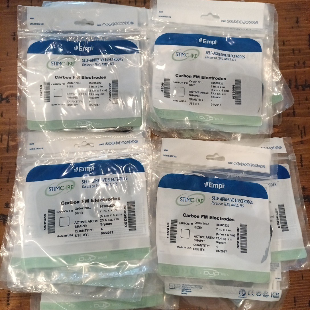 Lot of 23 Empi Self Adhesive Electrodes 2″ x 2″ Circle 108 Ct Lead Wires C1
