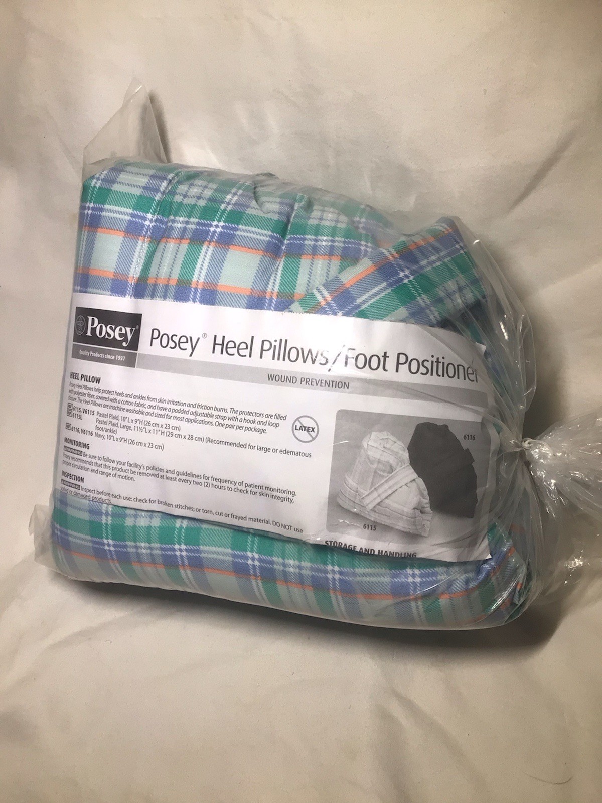 Pair Of Posey Plaid Heel Pillows Foot Positioner Quilted New!