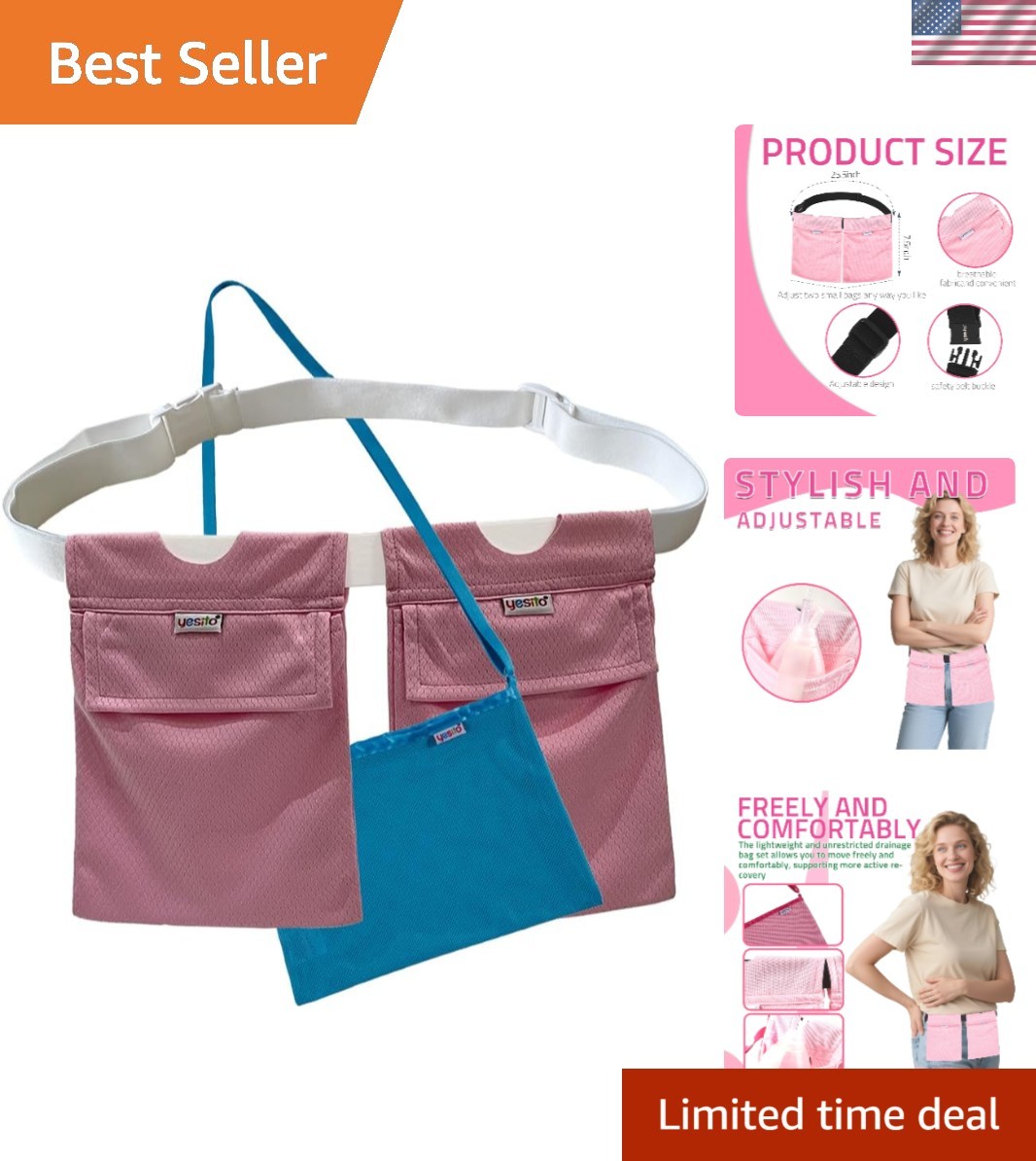 Soft Mesh Mastectomy Drainage Pouch with Dual Pocket Support – Post-Surgery Care