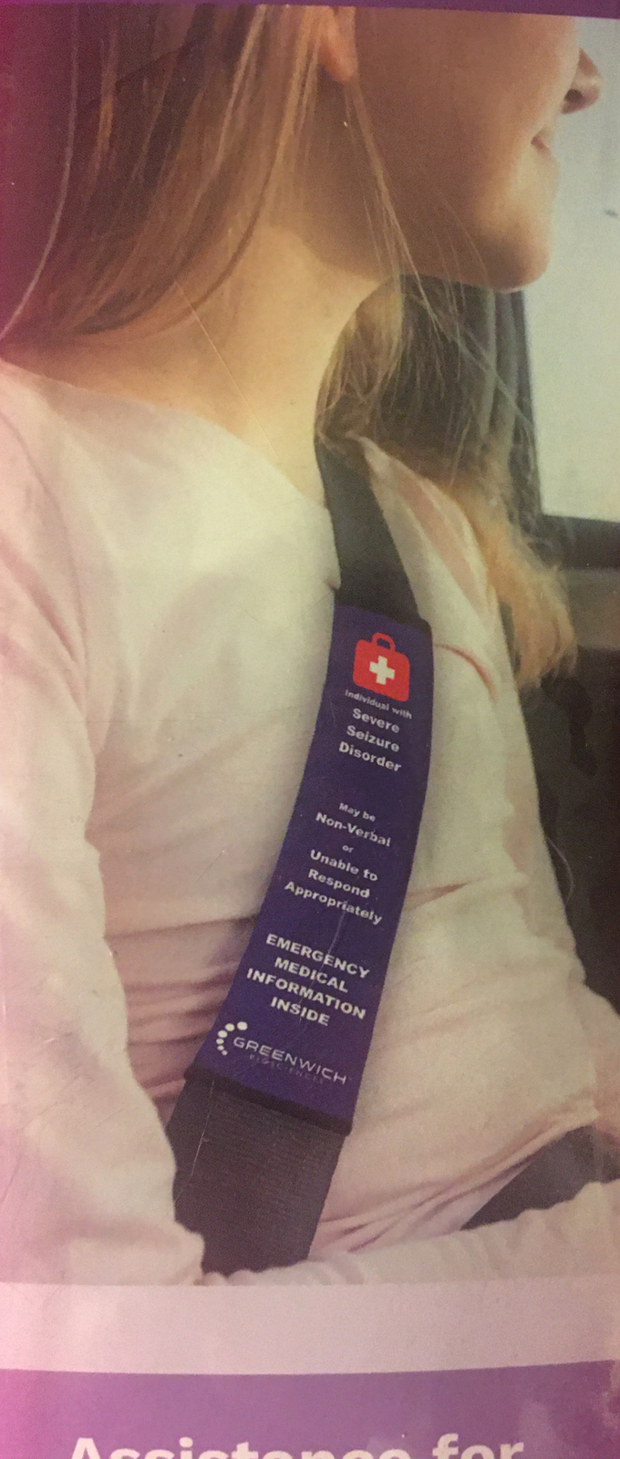 Severe Seizure Medical Alert Seat Belt Safety Cover Special Needs Brand New