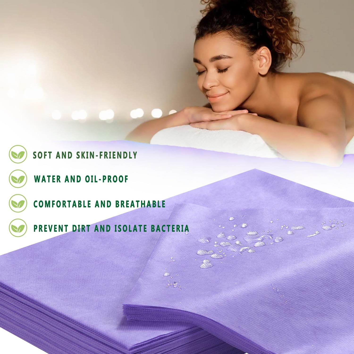 Disposable Bed Sheets 100 Pcs 31″ x 71″ Massage Table Purple 100 PCS