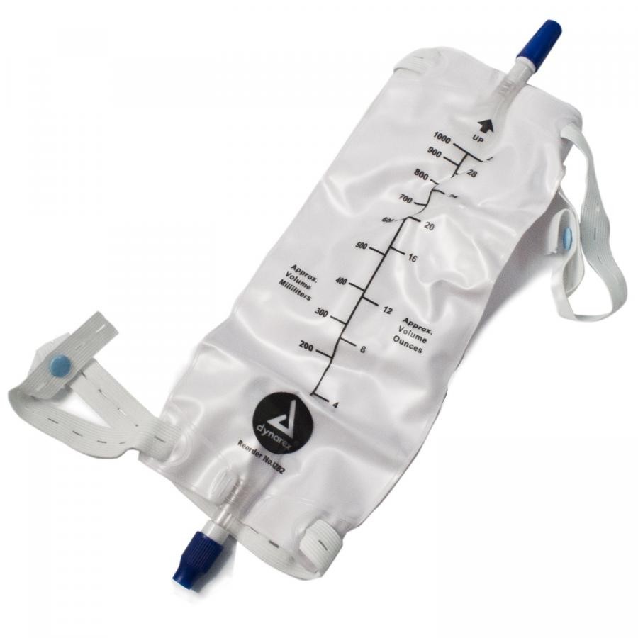 Dynarex Leg Bag AntiReflux Valve Graduated Leg Strap Twist Valve Drain Tube 1000