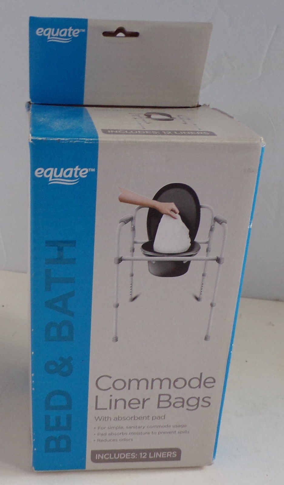 Equate Commode Liner Bags w/ Absorbent Pad 12 Liners Per Box Disposable Refill