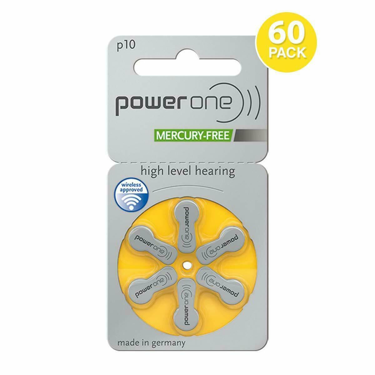 10 X PowerOne P10 Hearing Aid Battery (6 Batteries pack) Free Shipping WorldWide