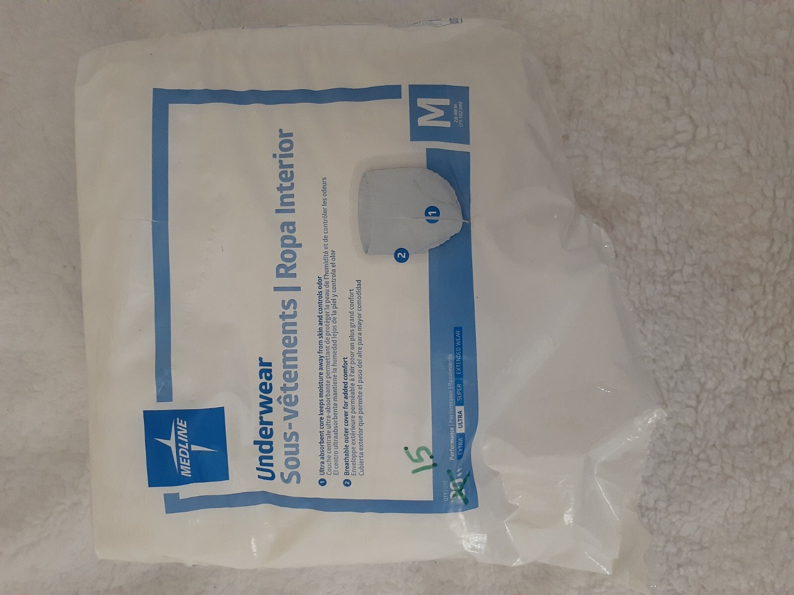 Medline Adult Unisex Underwear MEDIUM Ultra Performance NEW Open Pack of 15 Qty