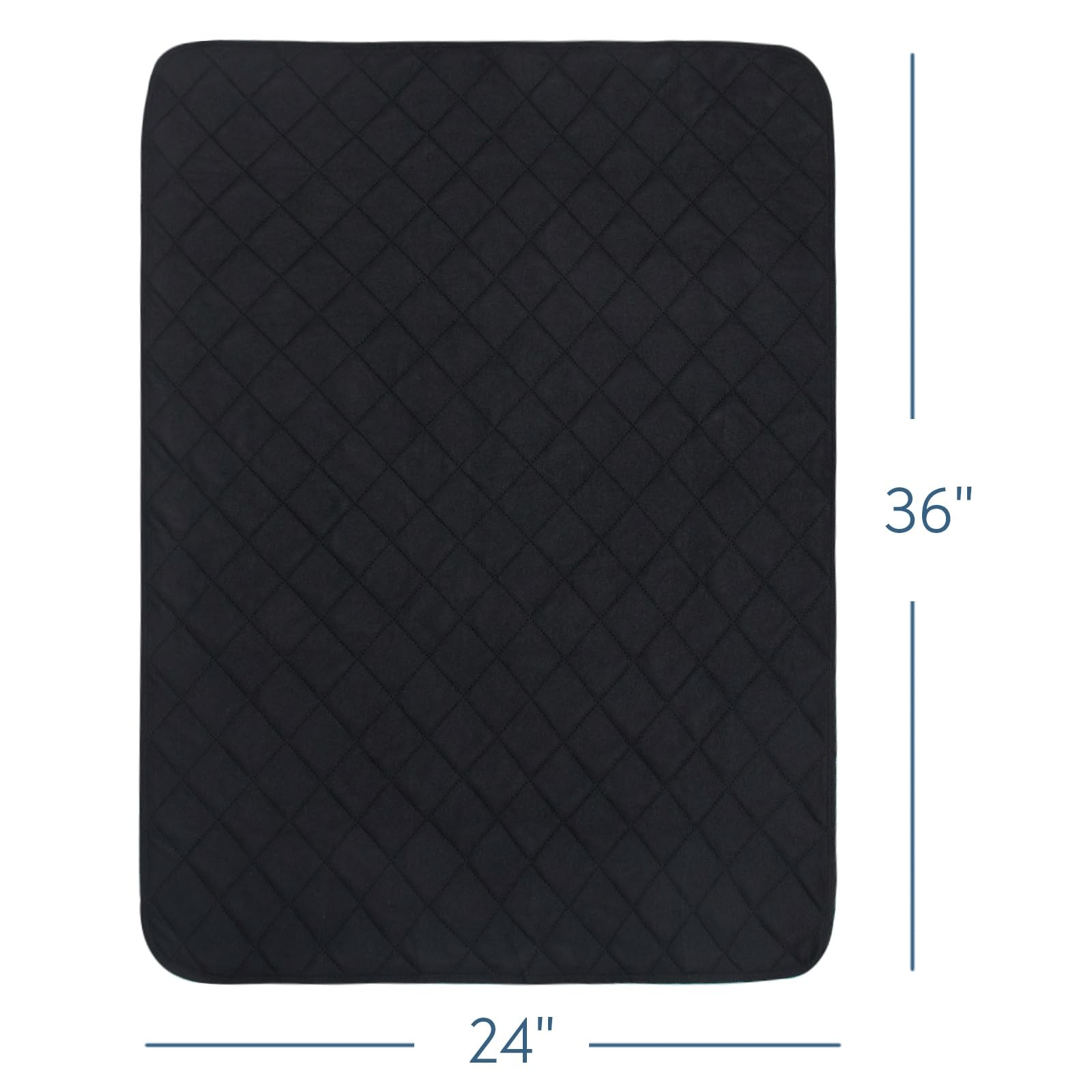 2 PCS Washable Incontinence Bed Pad Reusable Underpad Black 24×36 Inch