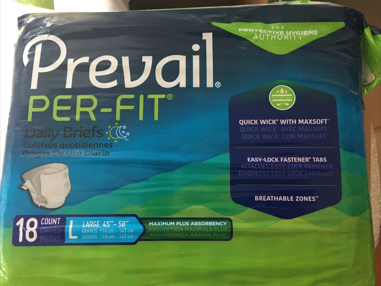 Prevail Per-Fit PF-013/1 Adult Briefs Diapers With Tabs L Heavy Absorbency 18 Ct