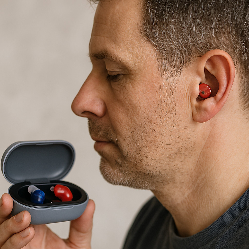SHAIME ITE OTC Hearing Aids Pair Smart AI Hear Me Color Coded Red Blue Charging