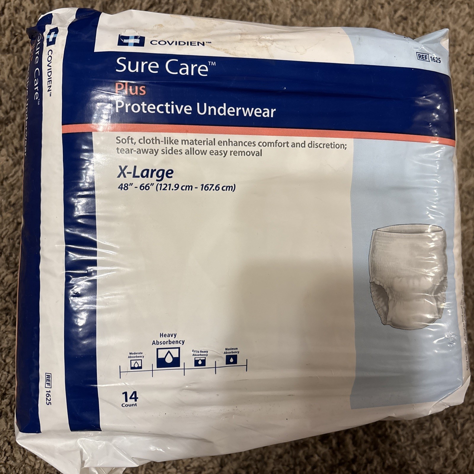 NIP Covidien Sure Care PL 14ct Protect Underwear Sz XL /Womens Incontience/Wht