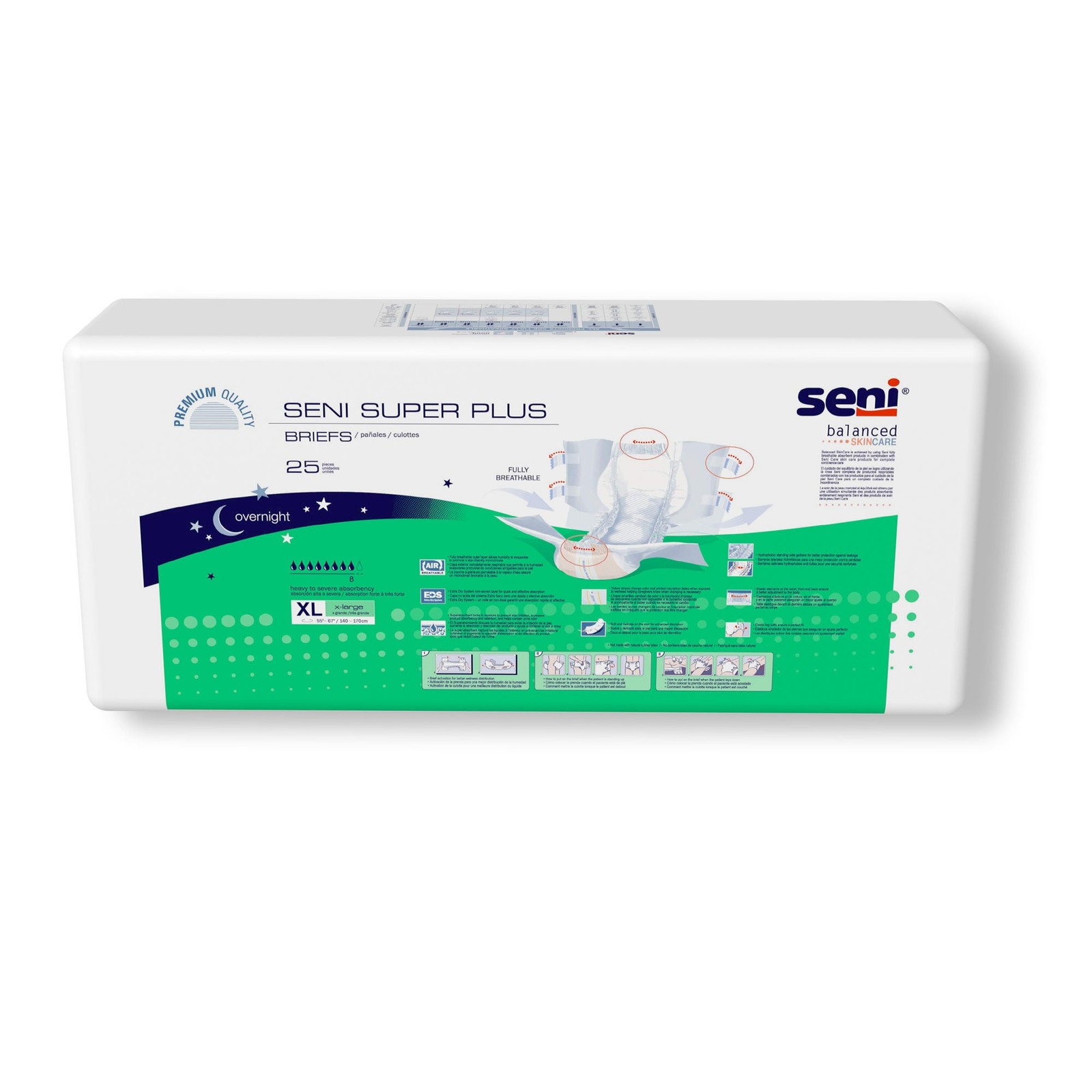 Seni Incontinence Brief Breathable / Overnight S-XL25-BP1 Severe 25 Ct