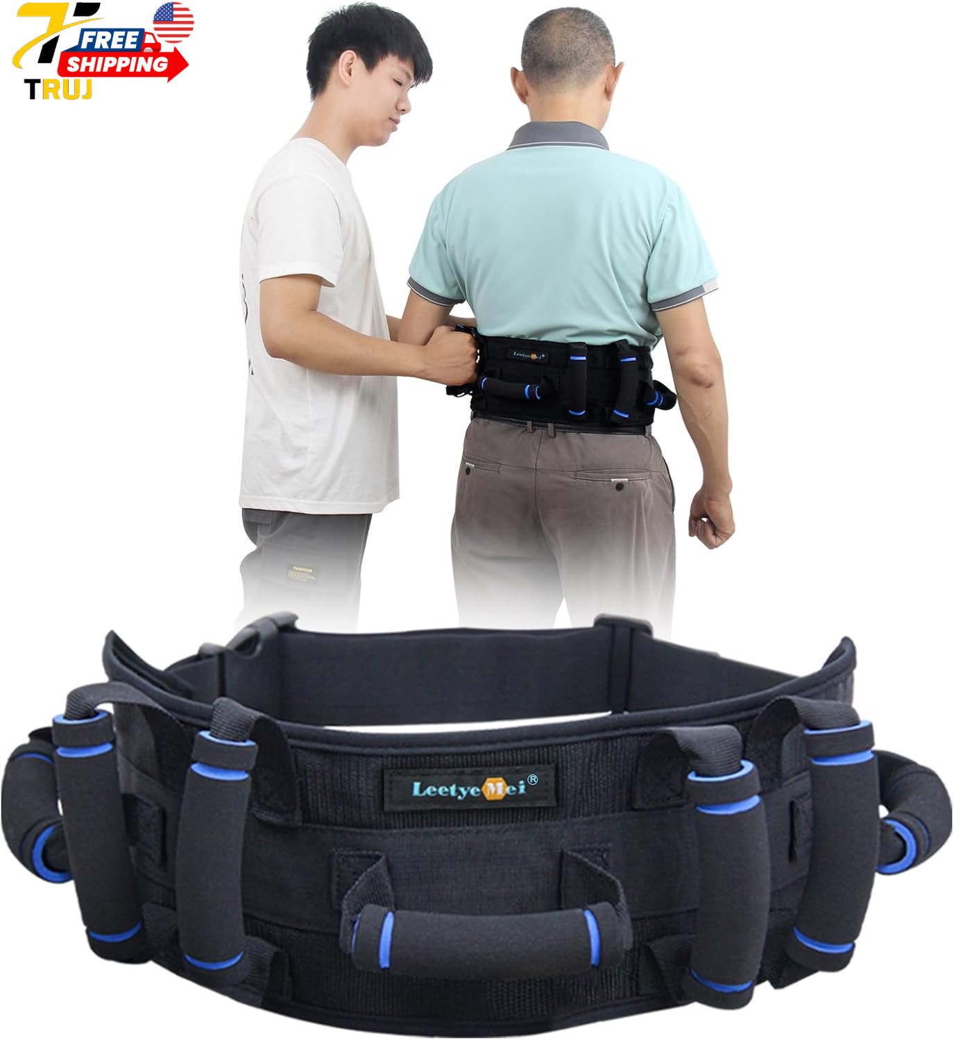 Gait Belts Transfer Belt for Seniors with 7 Handles Gate Belt for Elderly Lift
