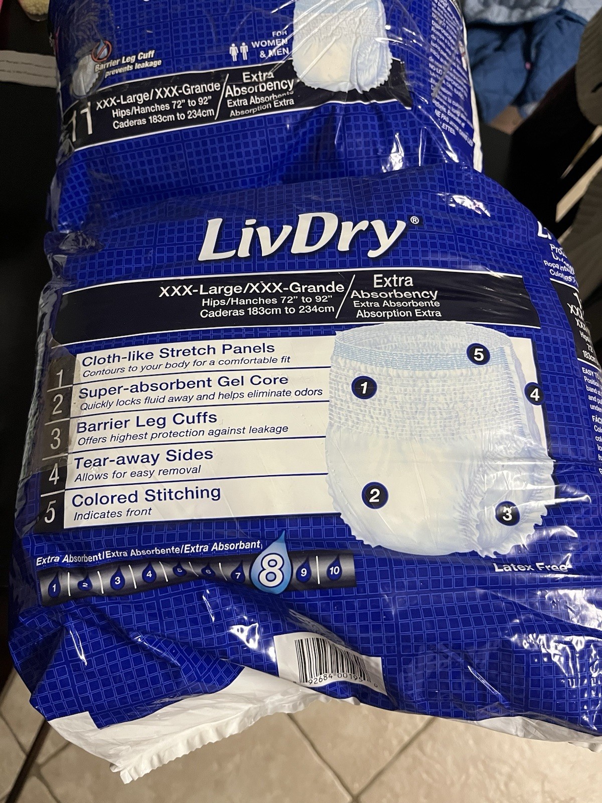LivDry Unisex Adult Extra Incontinence Underwear 2 Packs XXX-Large Men Women