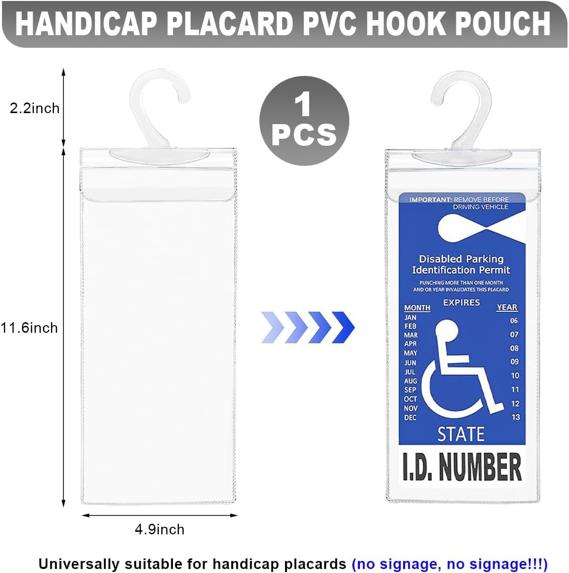 Handicap Placard Holder, 11.6″×5″ Transparent Disabled Parking Permit Protective